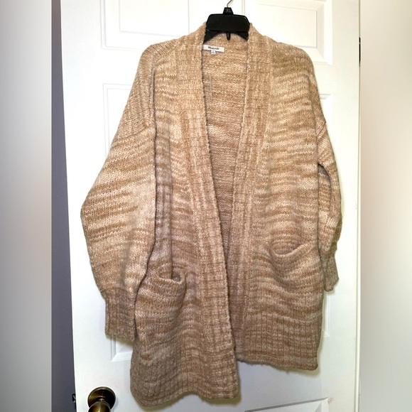 Madewell Womans Tan Heather Cardigan Sweater Small Oversize NWT Soft Chunky Knit - Picture 1 of 8